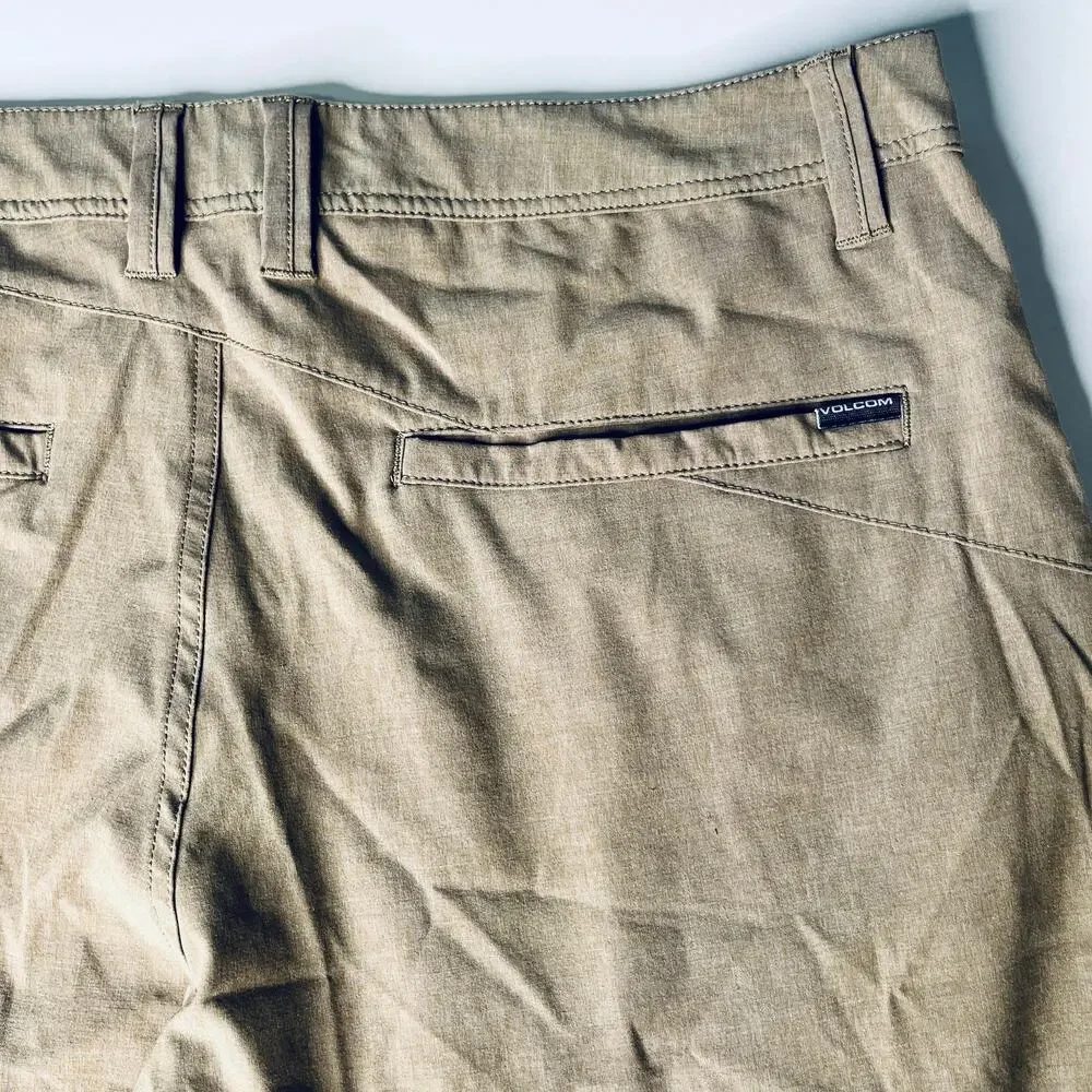 Volcom Flat Front Khaki Shorts 36